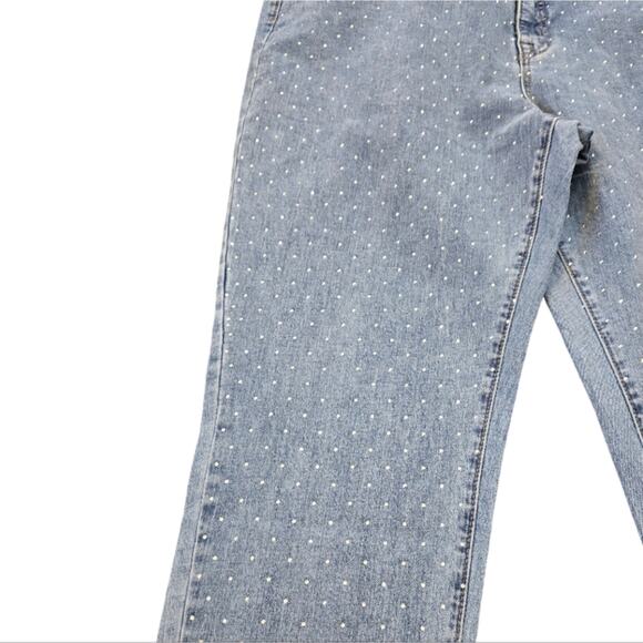 Rebecca Minkoff Light Blue Denim‎ Crystal Studded Straight Jeans Plus 18 20 NEW - Picture 6 of 12